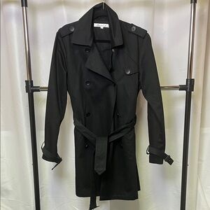 Kenneth Cole New York men’s Black Trench Coat wrap around belt size small